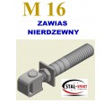 Zawias M16-k ucho gięte + z tuleją / nierdzewny.